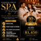 Couples enjoying a relaxing full body massage during a spa day, while friends in a group share rejuvenating treatments. A special promotion highlights the perfect spa day experience for couples and friends to relax and unwind together. Spa Package